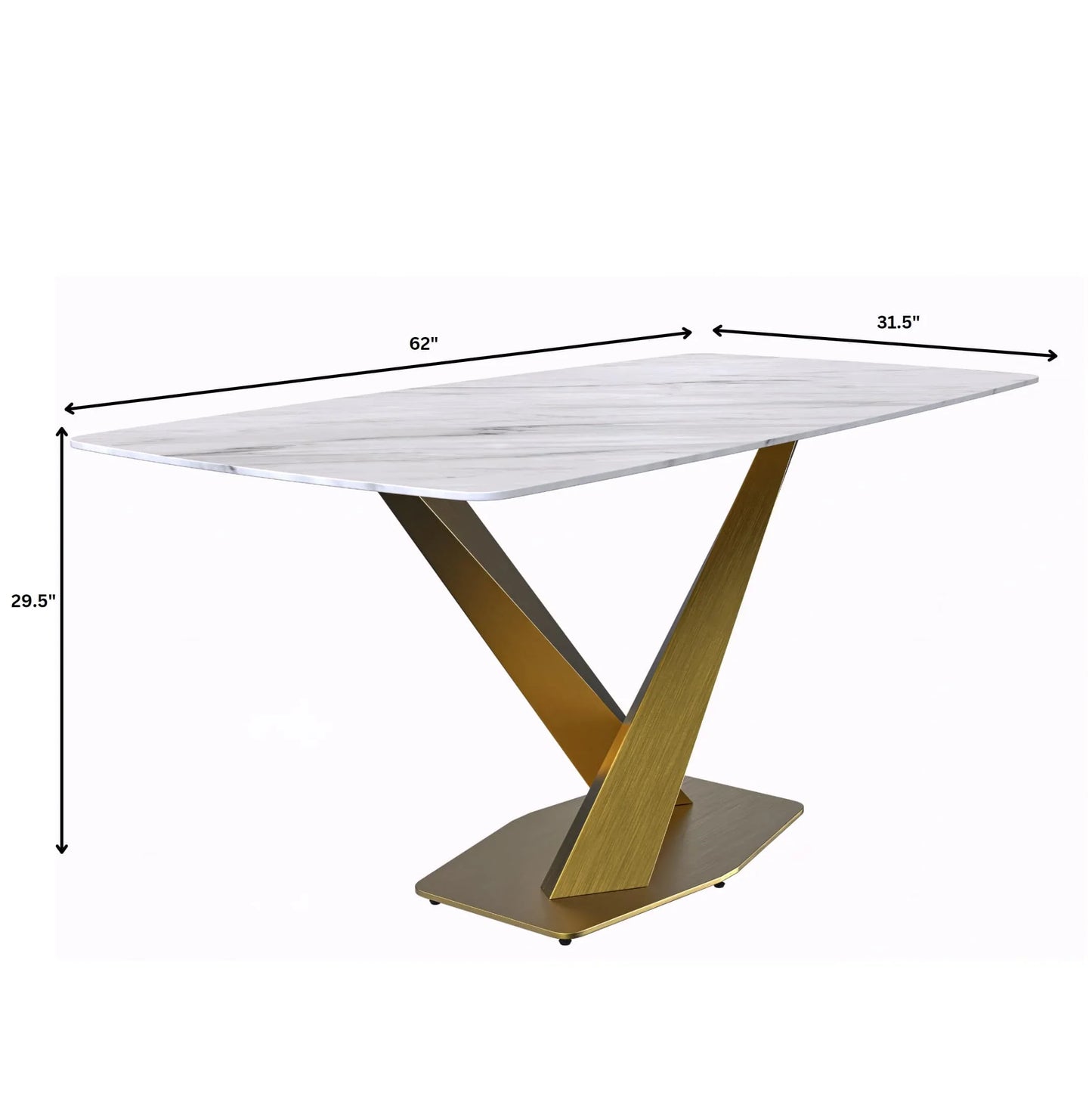 Voren Dining Table with Rectangular Tabletop with Gold/Black Stainless Steel Base - Elax Furniture