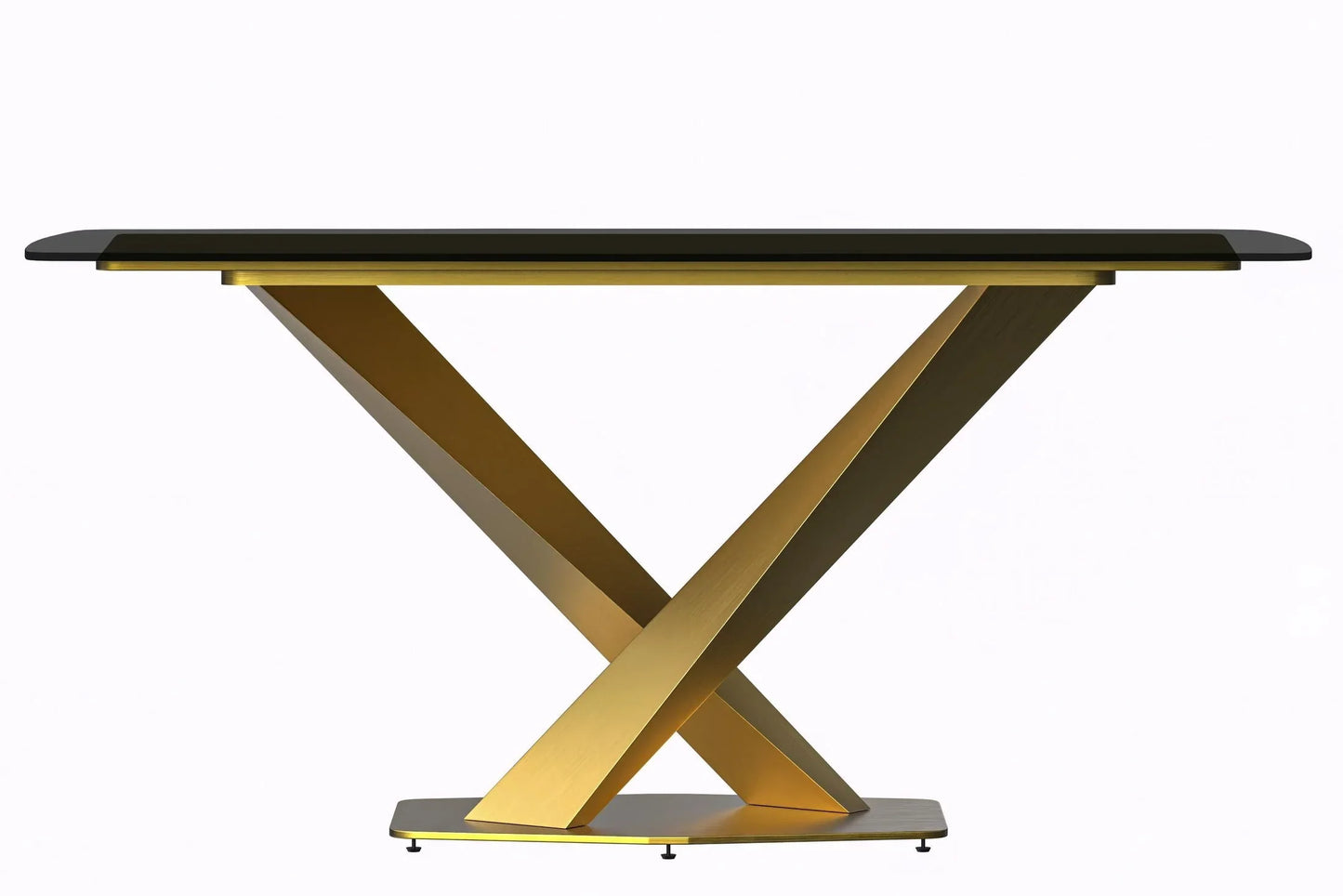 Voren Dining Table with Rectangular Tabletop with Gold/Black Stainless Steel Base - Elax Furniture