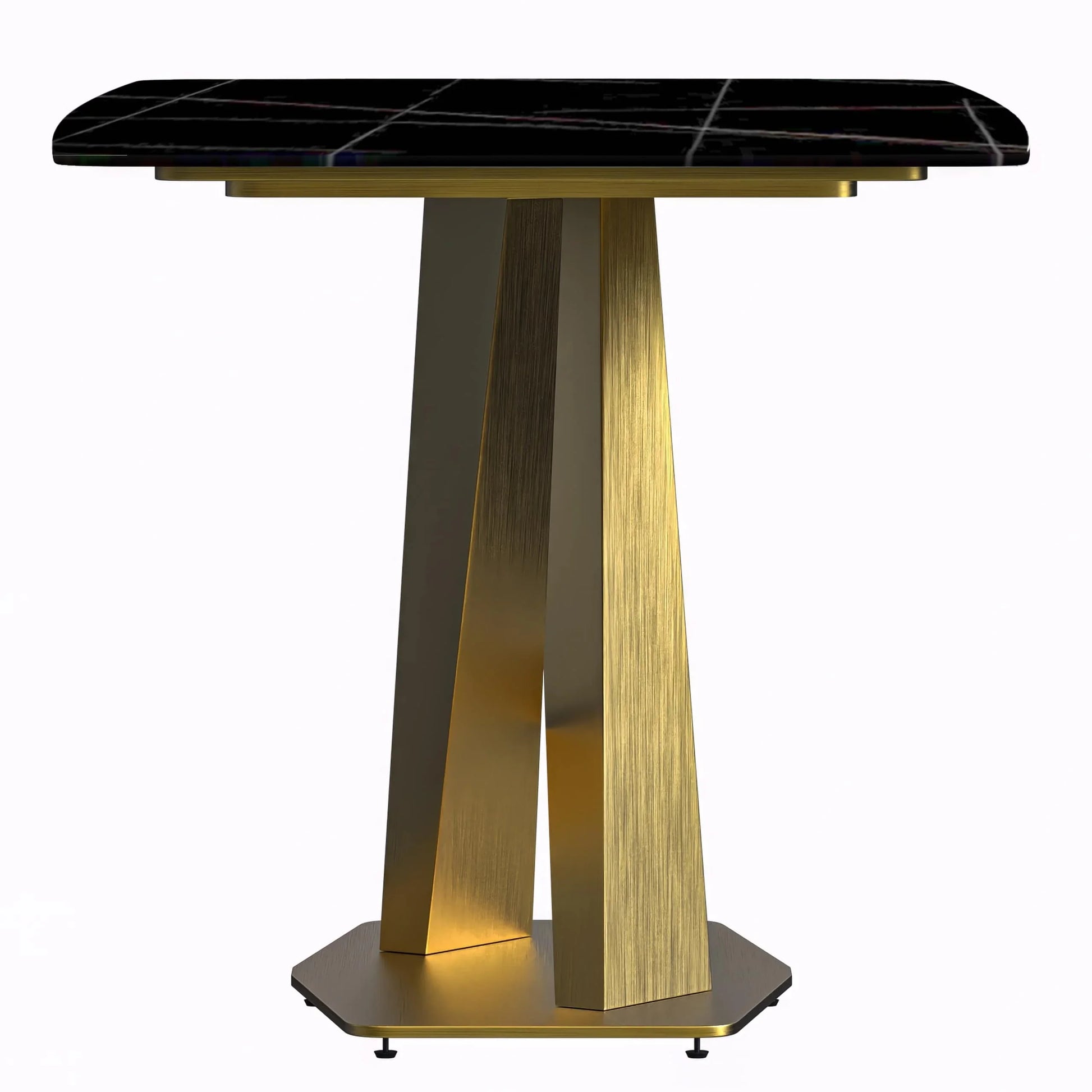 Voren Dining Table with Rectangular Tabletop with Gold/Black Stainless Steel Base - Elax Furniture