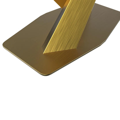 Voren Dining Table with Rectangular Tabletop with Gold/Black Stainless Steel Base - Elax Furniture