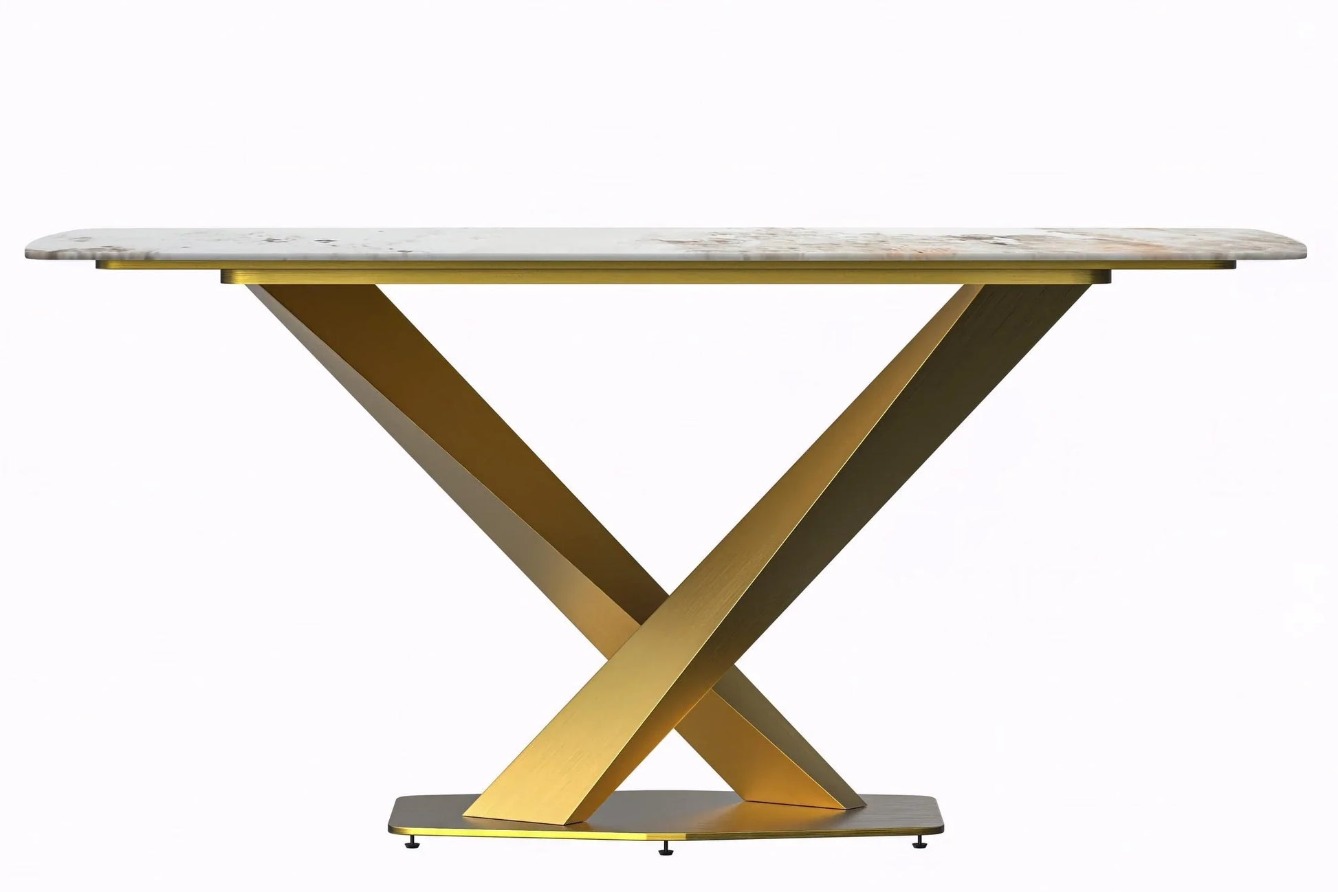 Voren Dining Table with Rectangular Tabletop with Gold/Black Stainless Steel Base - Elax Furniture