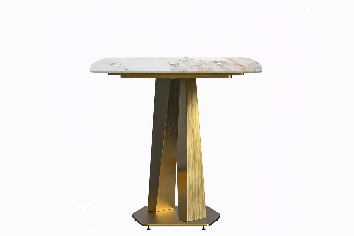 Voren Dining Table with Rectangular Tabletop with Gold/Black Stainless Steel Base - Elax Furniture