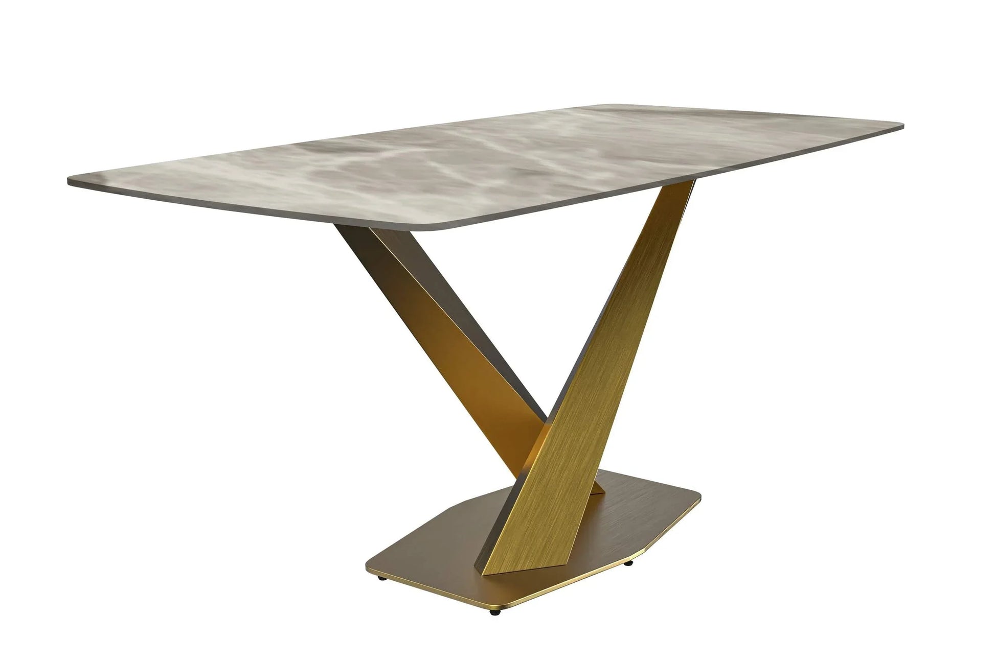 Voren Dining Table with Rectangular Tabletop with Gold/Black Stainless Steel Base - Elax Furniture