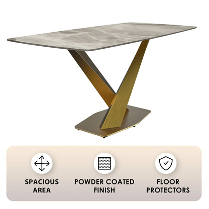 Voren Dining Table with Rectangular Tabletop with Gold/Black Stainless Steel Base - Elax Furniture