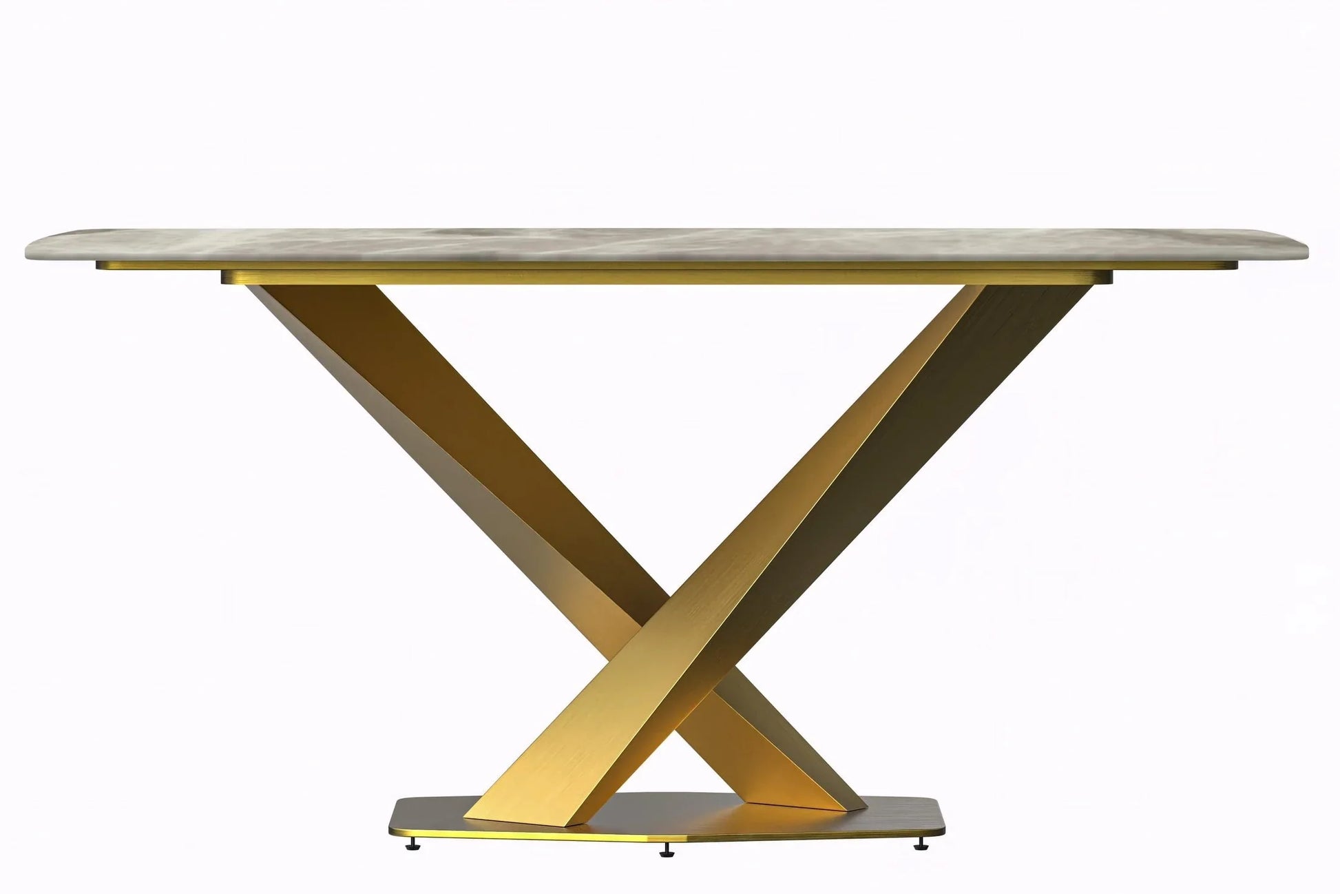Voren Dining Table with Rectangular Tabletop with Gold/Black Stainless Steel Base - Elax Furniture