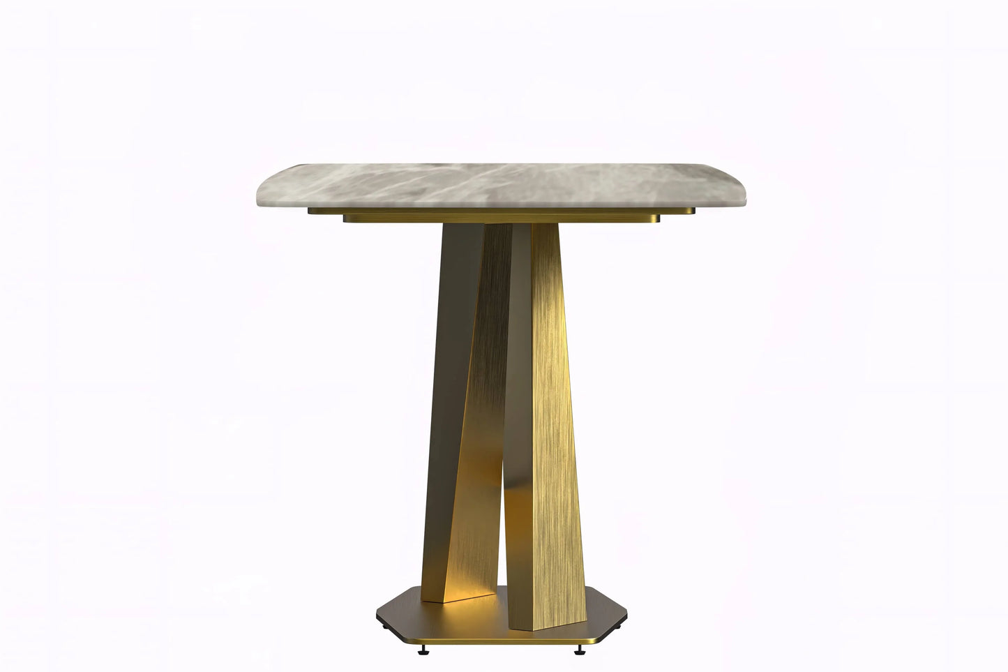 Voren Dining Table with Rectangular Tabletop with Gold/Black Stainless Steel Base - Elax Furniture