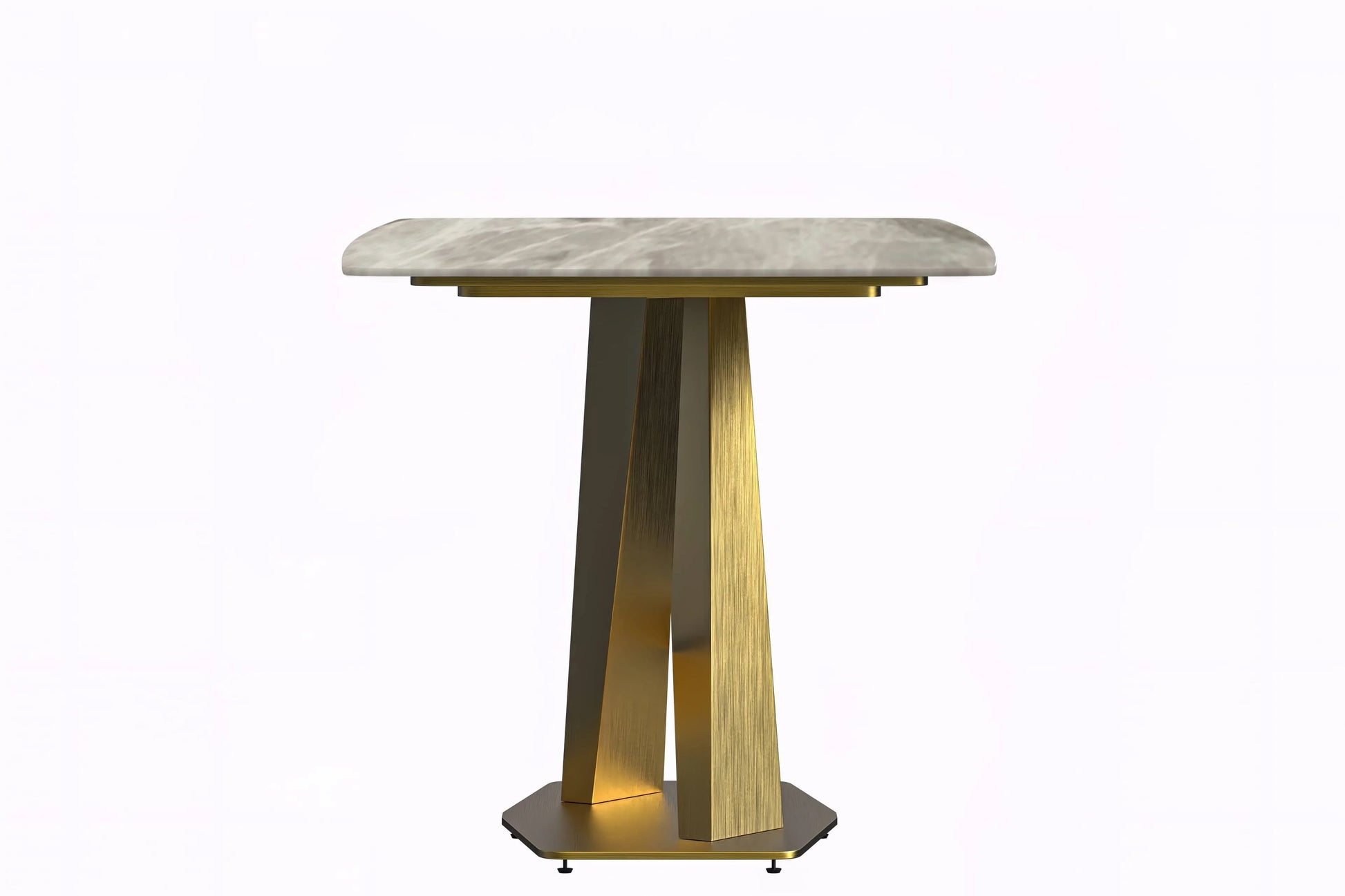 Voren Dining Table with Rectangular Tabletop with Gold/Black Stainless Steel Base - Elax Furniture