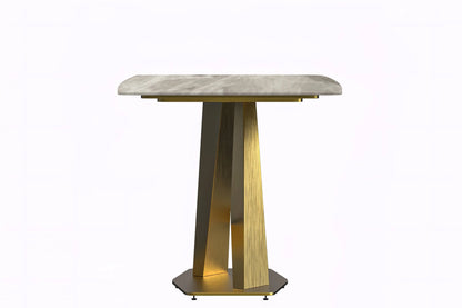 Voren Dining Table with Rectangular Tabletop with Gold/Black Stainless Steel Base - Elax Furniture
