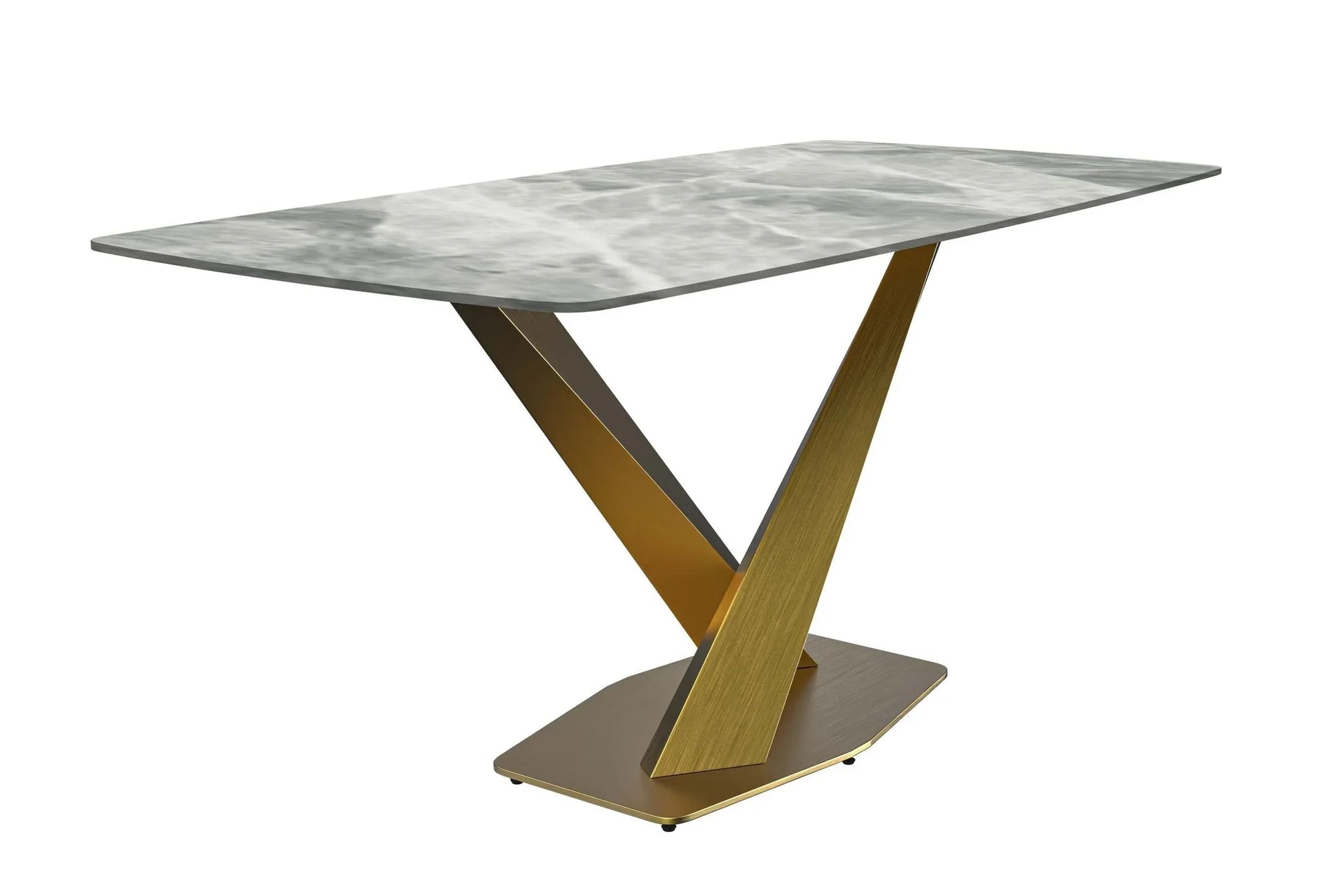 Voren Dining Table with Rectangular Tabletop with Gold/Black Stainless Steel Base - Elax Furniture