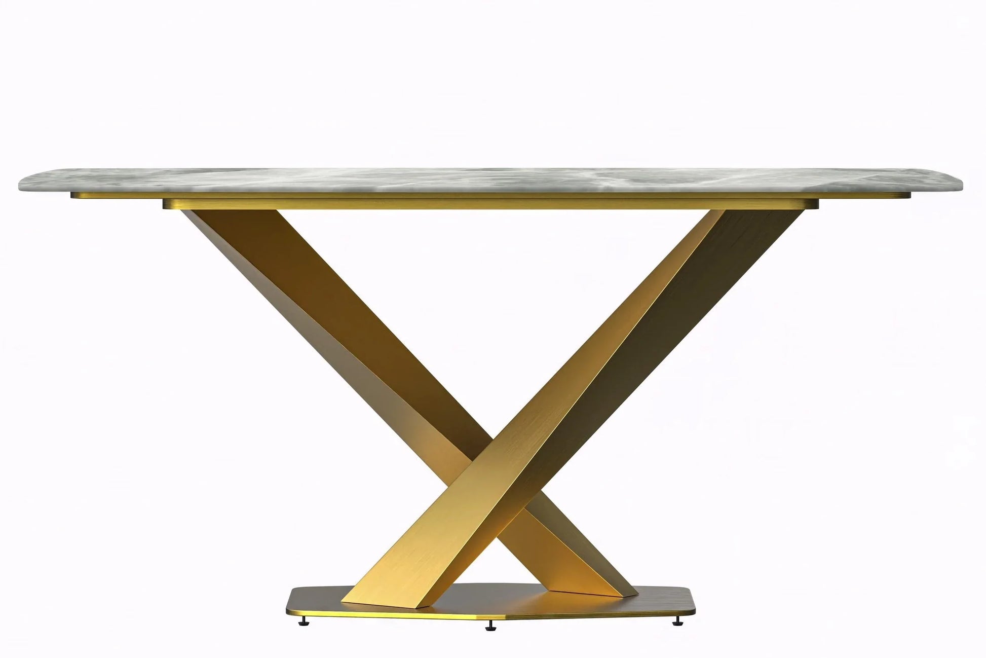 Voren Dining Table with Rectangular Tabletop with Gold/Black Stainless Steel Base - Elax Furniture