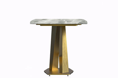 Voren Dining Table with Rectangular Tabletop with Gold/Black Stainless Steel Base - Elax Furniture