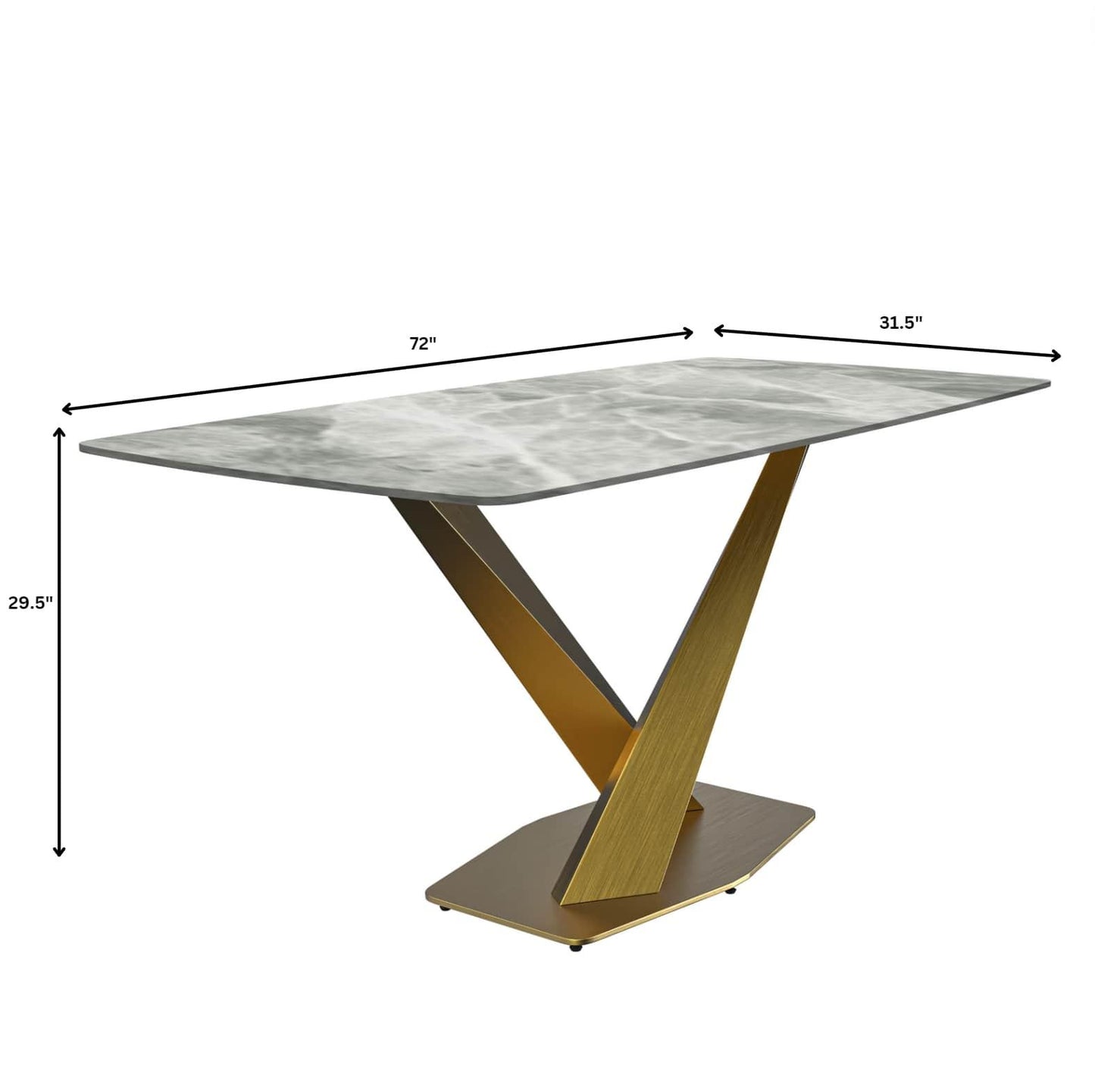 Voren Dining Table with Rectangular Tabletop with Gold/Black Stainless Steel Base - Elax Furniture