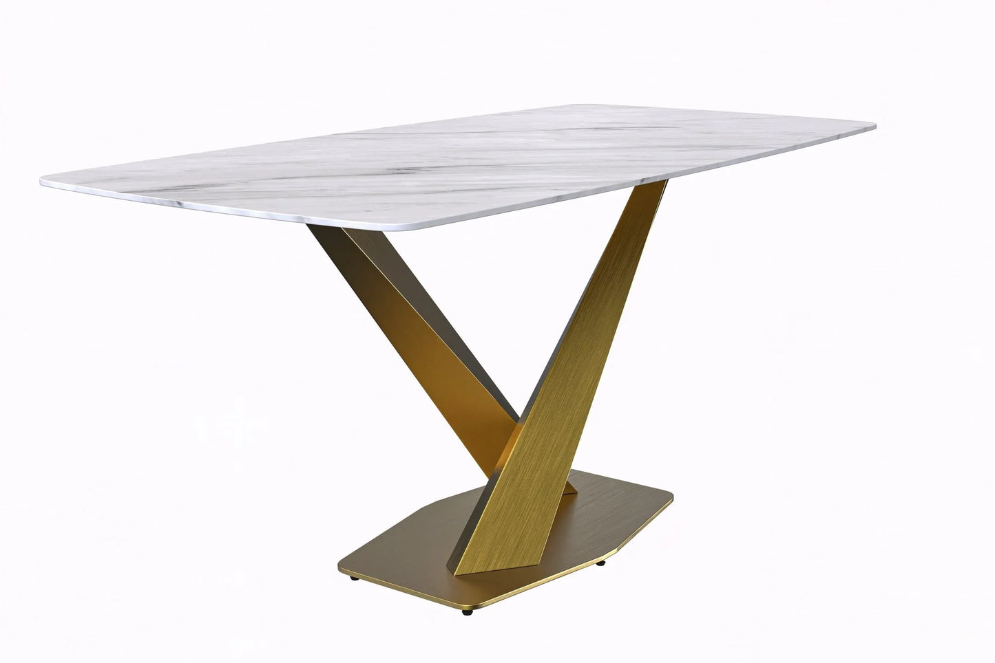 Voren Dining Table with Rectangular Tabletop with Gold/Black Stainless Steel Base - Elax Furniture