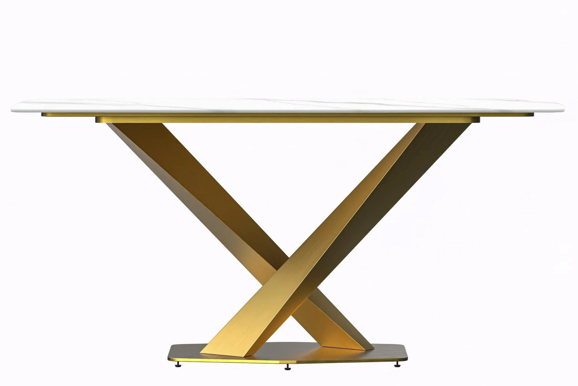 Voren Dining Table with Rectangular Tabletop with Gold/Black Stainless Steel Base - Elax Furniture