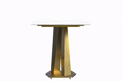 Voren Dining Table with Rectangular Tabletop with Gold/Black Stainless Steel Base - Elax Furniture