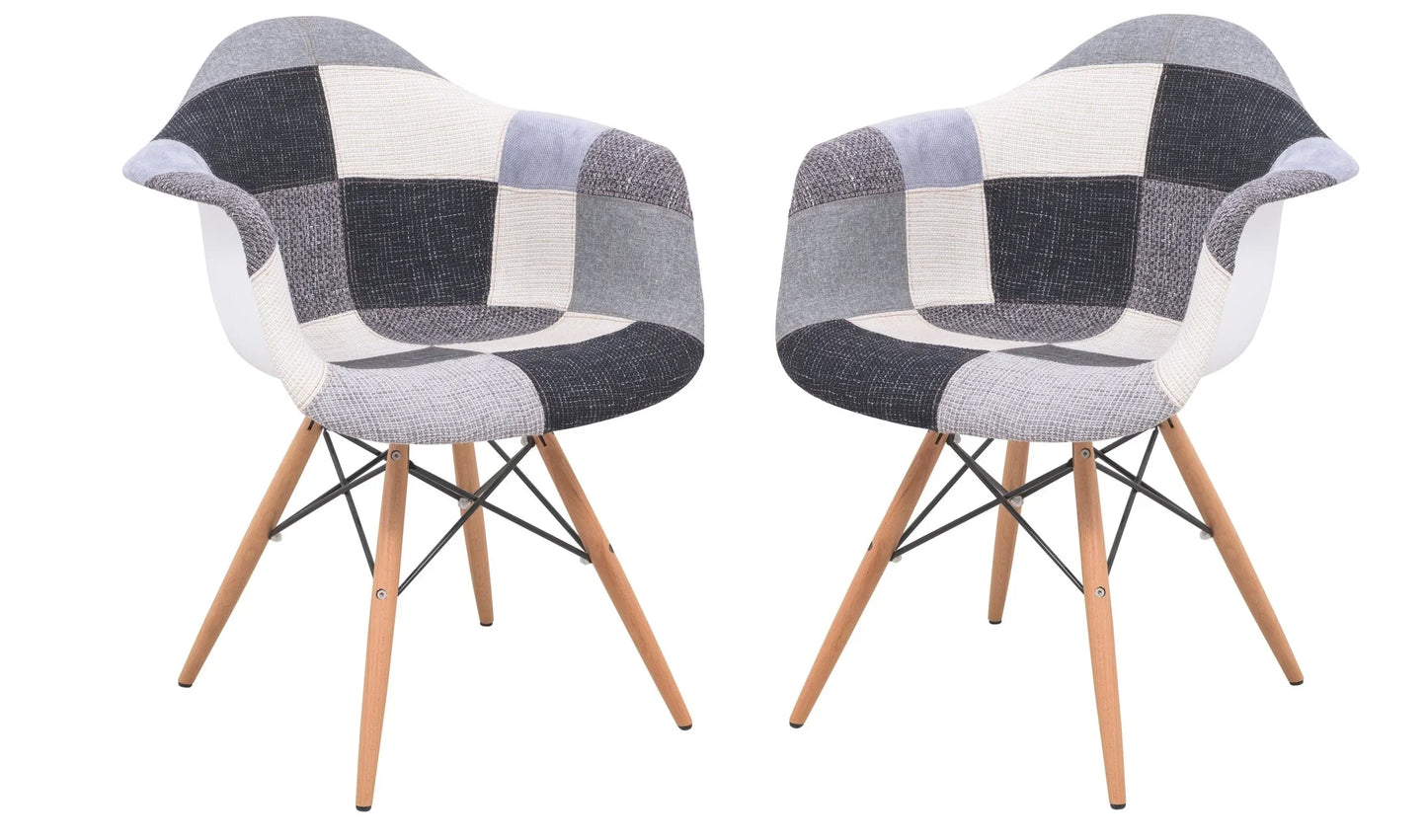 Willow Patchwork Fabric Eiffel Accent Chair, Set of 2 - Elax Furniture