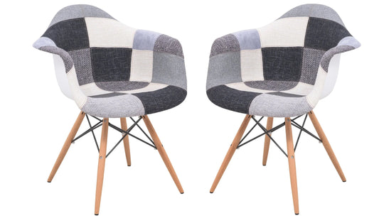 Willow Patchwork Fabric Eiffel Accent Chair, Set of 2 - Elax Furniture