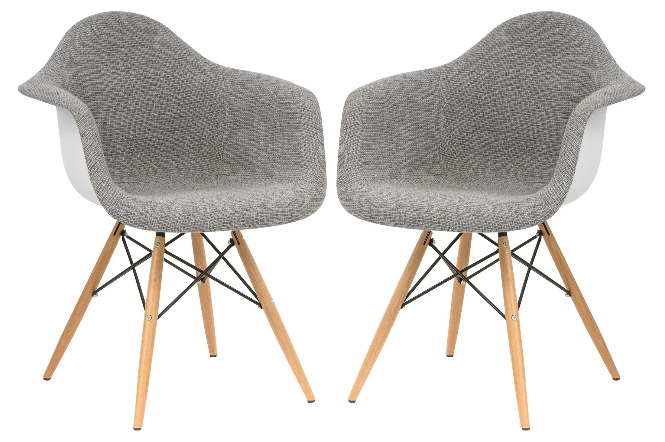 Willow Patchwork Fabric Eiffel Accent Chair, Set of 2 - Elax Furniture