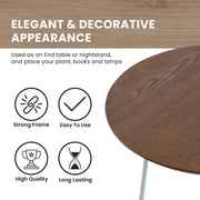 Rossmore Round Side Table with MDF Wood Tabletop in White Steel - Elax Furniture