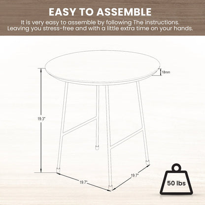 Rossmore Round Side Table with MDF Wood Tabletop in Black Steel - Elax Furniture