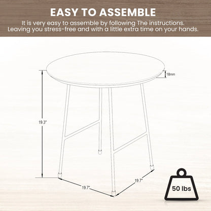 Rossmore Round Side Table with MDF Wood Tabletop in White Steel - Elax Furniture