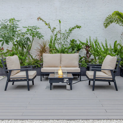 Walbrooke Aluminum Patio Conversation With Fire Pit Table & Tank Holder - Elax Furniture