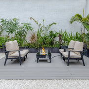 Walbrooke Aluminum Patio Conversation With Fire Pit Table & Tank Holder - Elax Furniture