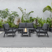 Walbrooke Aluminum Patio Conversation With Fire Pit Table & Tank Holder - Elax Furniture