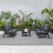 Walbrooke Aluminum Patio Conversation With Fire Pit Table & Tank Holder - Elax Furniture