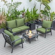 Walbrooke Aluminum Patio Conversation With Fire Pit Table & Tank Holder - Elax Furniture