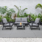 Walbrooke Aluminum Patio Conversation With Fire Pit Table & Tank Holder - Elax Furniture