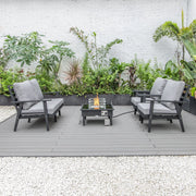 Walbrooke Aluminum Patio Conversation With Fire Pit Table & Tank Holder - Elax Furniture