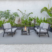 Walbrooke Aluminum Patio Conversation With Fire Pit Table & Tank Holder - Elax Furniture