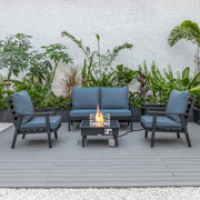 Walbrooke Aluminum Patio Conversation With Fire Pit Table & Tank Holder - Elax Furniture