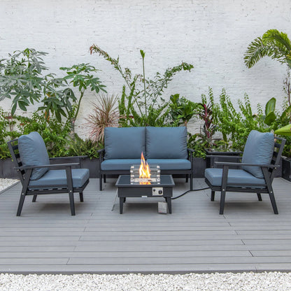 Walbrooke Aluminum Patio Conversation With Fire Pit Table & Tank Holder - Elax Furniture