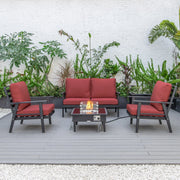 Walbrooke Aluminum Patio Conversation With Fire Pit Table & Tank Holder - Elax Furniture