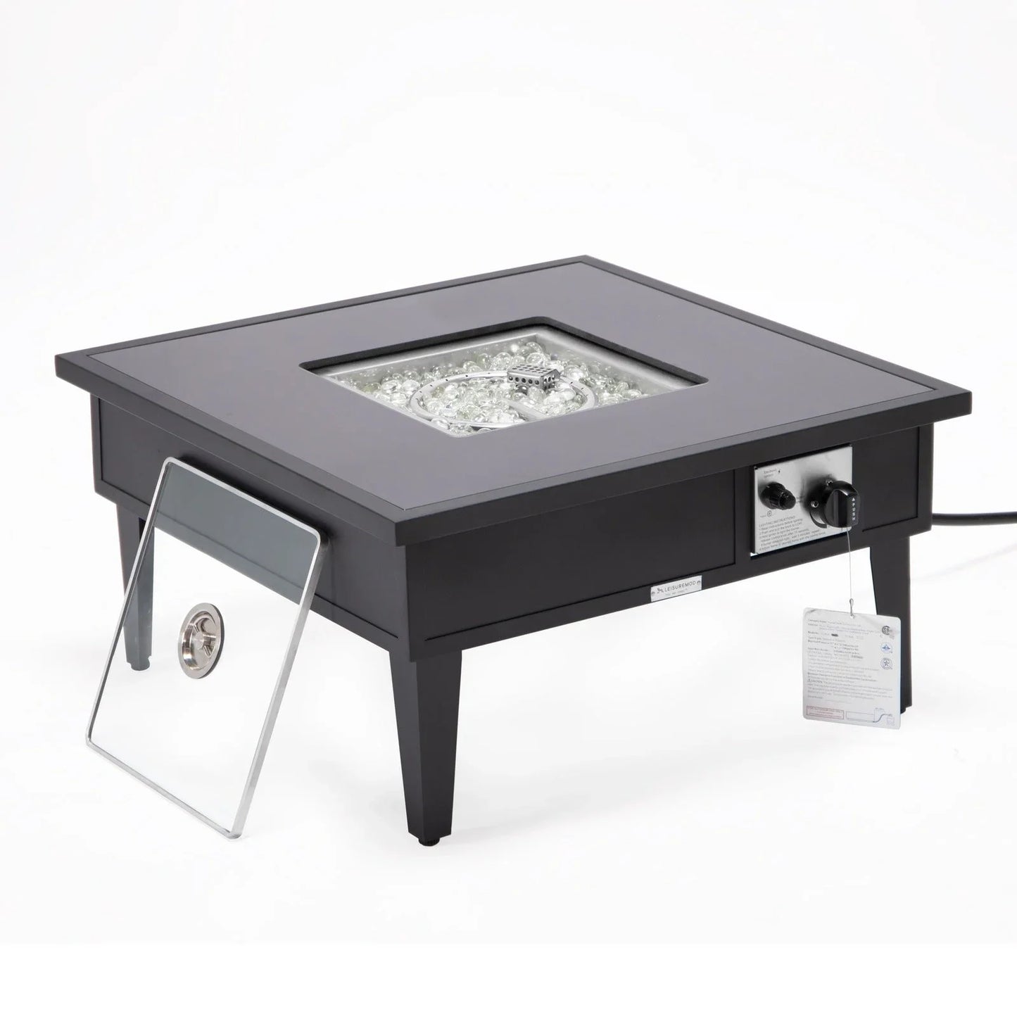 Walbrooke Modern Outdoor Square Fire Pit Table with Powder-Coated Aliuminum Frame - Elax Furniture