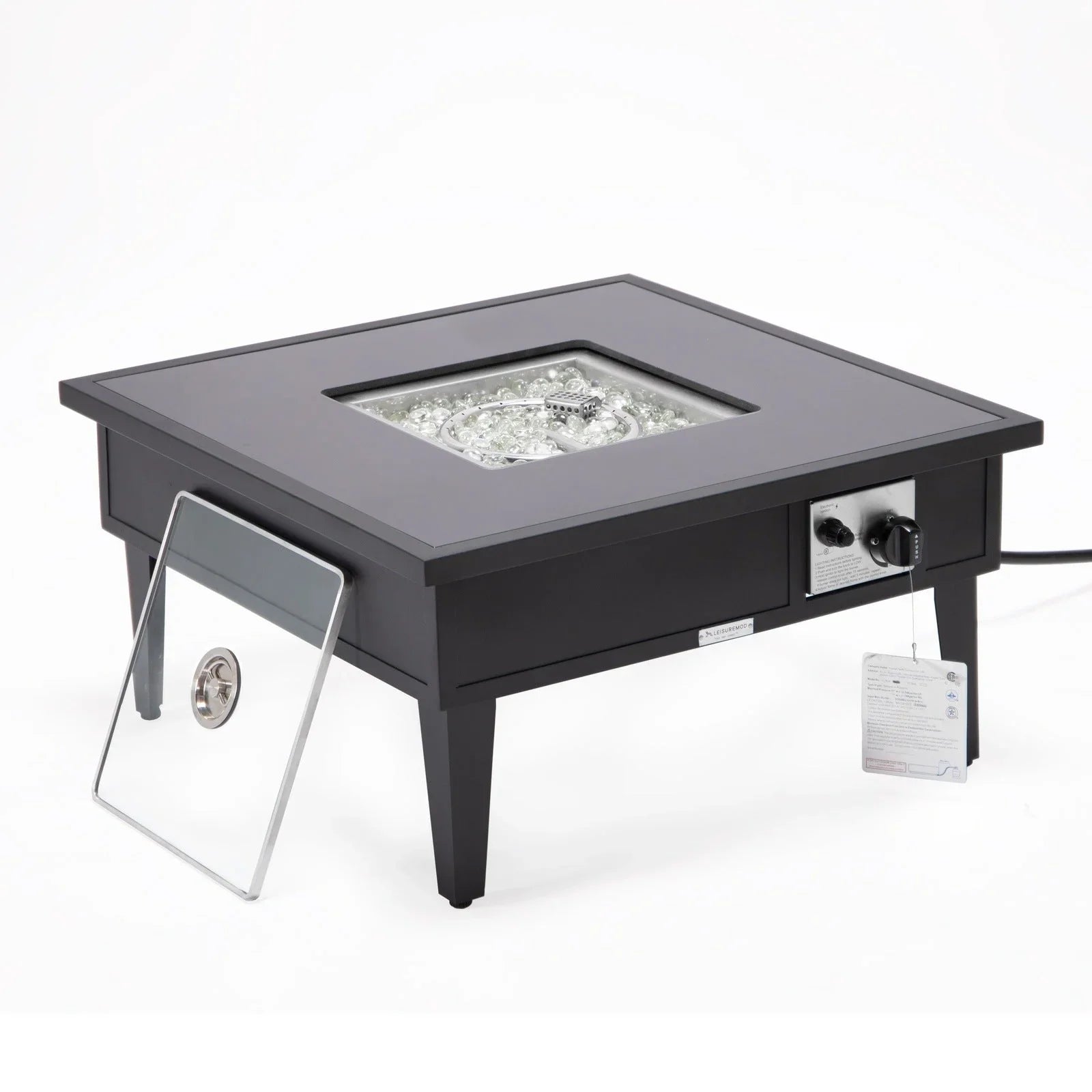 Walbrooke Modern Outdoor Square Fire Pit Table with Powder-Coated Aliuminum Frame - Elax Furniture