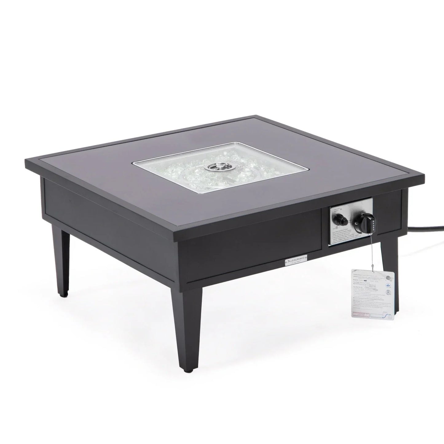 Walbrooke Modern Outdoor Square Fire Pit Table with Powder-Coated Aliuminum Frame - Elax Furniture