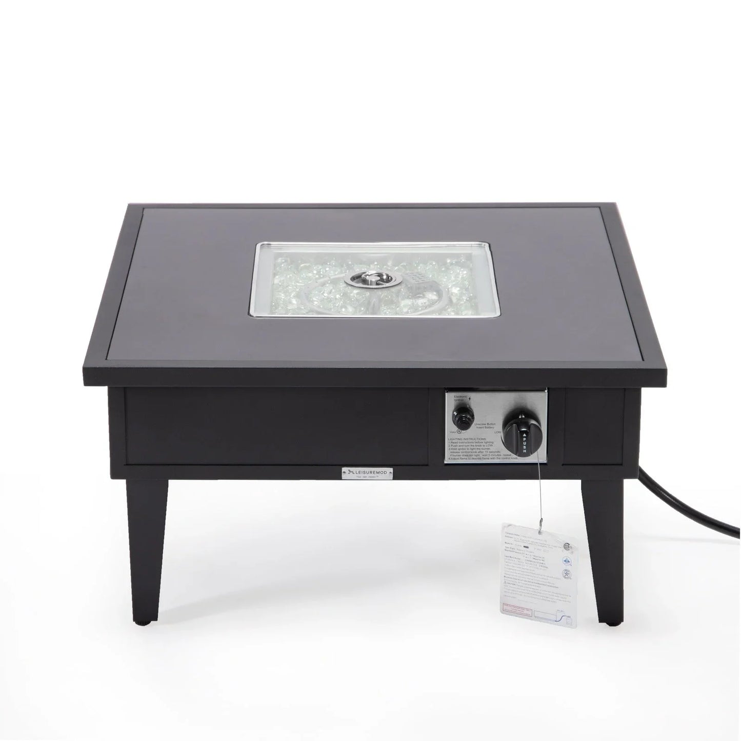 Walbrooke Modern Outdoor Square Fire Pit Table with Powder-Coated Aliuminum Frame - Elax Furniture