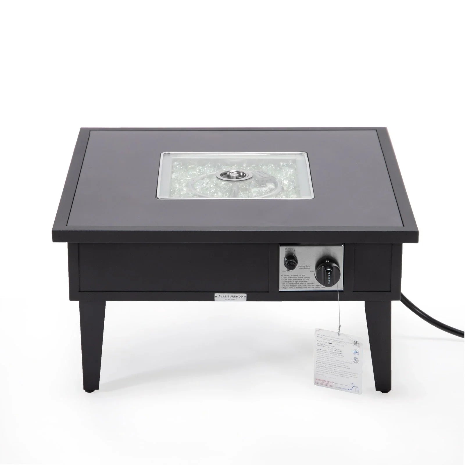 Walbrooke Modern Outdoor Square Fire Pit Table with Powder-Coated Aliuminum Frame - Elax Furniture