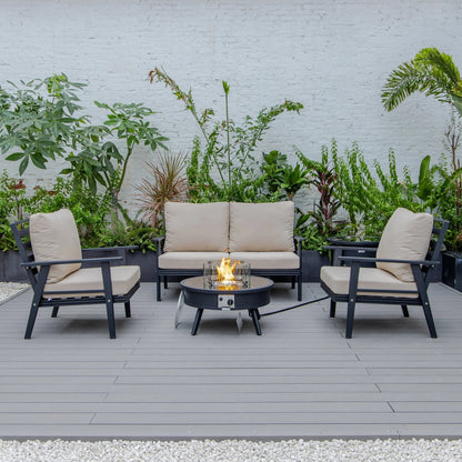 Walbrooke Aluminum Patio Conversation With Fire Pit Table & Tank Holder - Elax Furniture