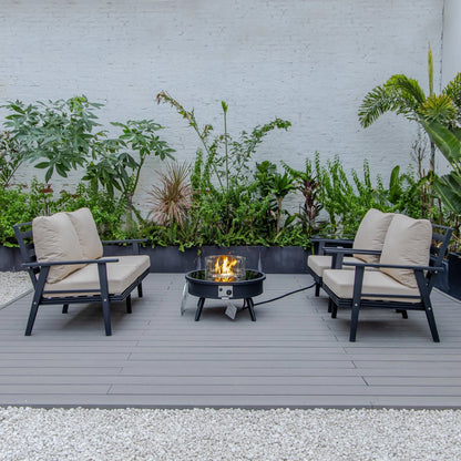 Walbrooke Aluminum Patio Conversation With Fire Pit Table & Tank Holder - Elax Furniture