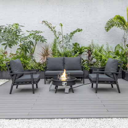 Walbrooke Aluminum Patio Conversation With Fire Pit Table & Tank Holder - Elax Furniture