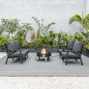 Walbrooke Aluminum Patio Conversation With Fire Pit Table & Tank Holder - Elax Furniture