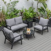 Walbrooke Aluminum Patio Conversation With Fire Pit Table & Tank Holder - Elax Furniture