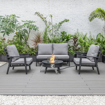 Walbrooke Aluminum Patio Conversation With Fire Pit Table & Tank Holder - Elax Furniture