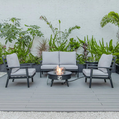 Walbrooke Aluminum Patio Conversation With Fire Pit Table & Tank Holder - Elax Furniture