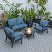 Walbrooke Aluminum Patio Conversation With Fire Pit Table & Tank Holder - Elax Furniture