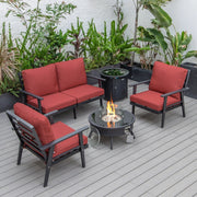 Walbrooke Aluminum Patio Conversation With Fire Pit Table & Tank Holder - Elax Furniture